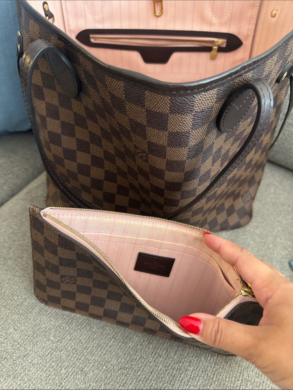 Damier Ebene Neo Neverfull MM Rose Ballerine - Picture 5 of 8